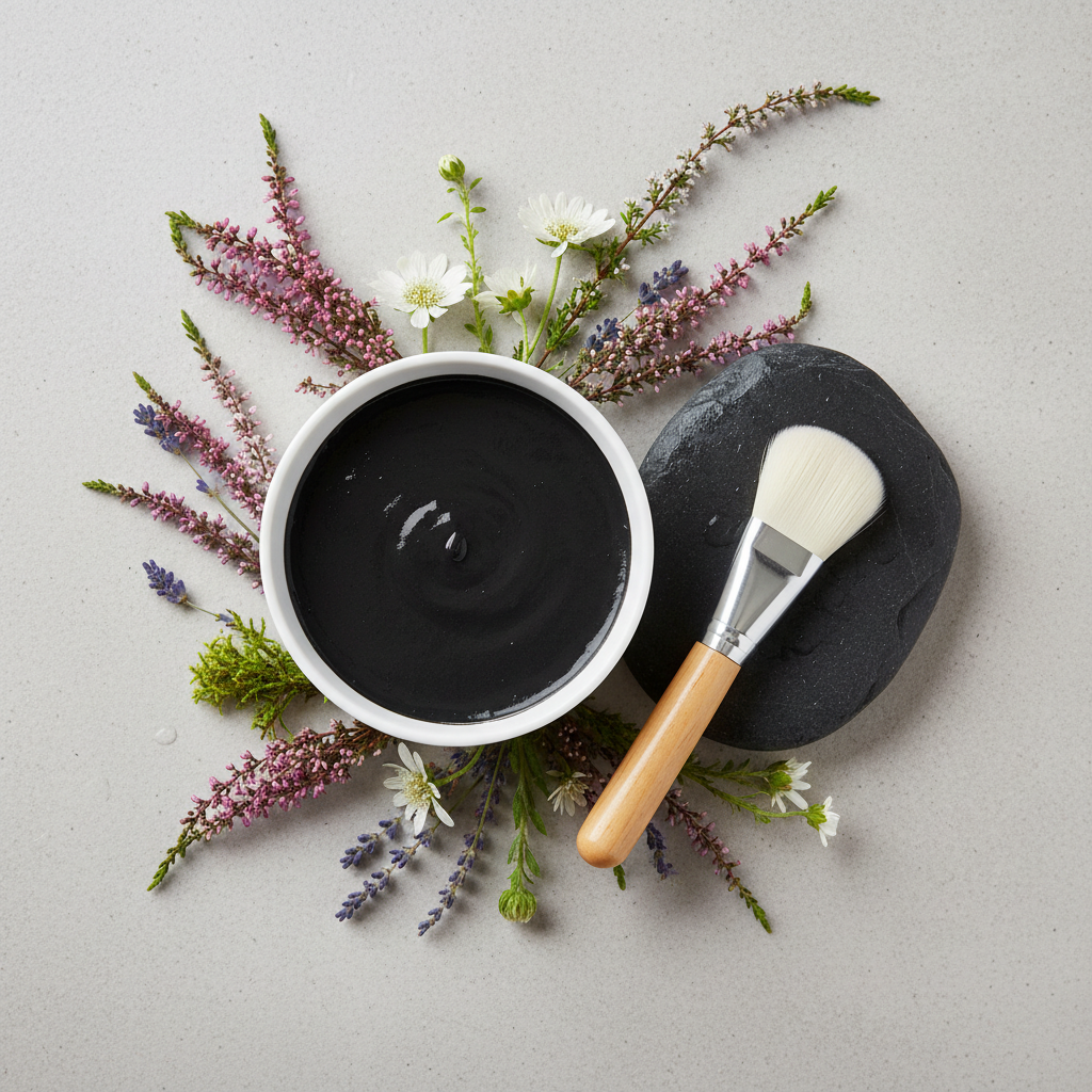 Editorial skincare image for black mineral pore mask and congested-looking skin care